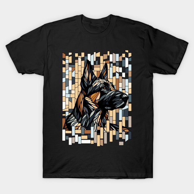 German Shepherd - Mosaic Art T-Shirt by Nartissima